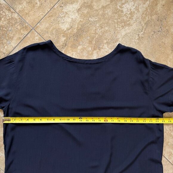 CP Shades Oversized Rayon Shirt Dress Womens Sz XS Navy Blue Pockets Minimalist - Picture 9 of 10